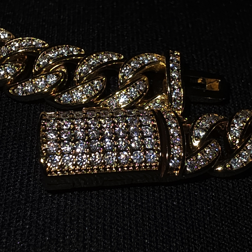 18k Gold Plated Miami Cuban Iced Out Bracelet 8" Moissanite 12ctw 8mm - Picture 7 of 9